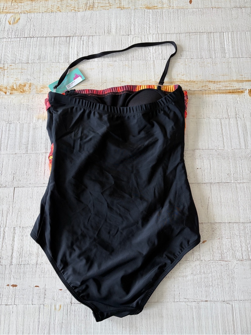 Vintage Dippin’ Daisy’s Swimwear NWT size 10 Black One Piece Swimsuit Orange - Picture 12 of 13
